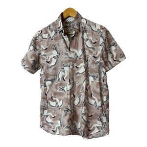 Ted Baker short sleeve button down shirt bird print 100% cotton size 3=US M